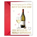 Funny birthday card with wine bottle design, gold text details and red envelope - T020401256