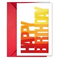 Detail of Happy Birthday card with 3D gradient text and matching red envelope - Orange-Red Gradient 3D Theme (T020401225)