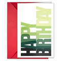Detail of Happy Birthday card with green gradient text and a bright red envelope - Light Green Gradient Typography Theme (T020401224)