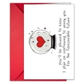Grappige witte wenskaart met kristallen bol illustratie en een rode envelop - T020401165