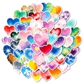 Set aus 56 ästhetischen Aquarell-Herzaufklebern mit Galaxie-, Blumen- und Naturmotiven - Aquarellkunst Herz Stil (T01042951)