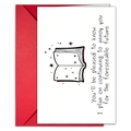 Humoristische witte wenskaart met boekillustratie en een felrode envelop set - Open Boek Stijl (T020401167)