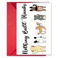 Biglietto di ringraziamento con cani divertenti e busta rossa per messaggi creativi - Stile Illustrazione Cane