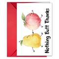 Funny Peach and Pear stationery card with 'Nothing Butt Thanks' text and red envelope - T020401188