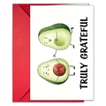 Truly Grateful greeting card featuring cute avocado cartoon and a red envelope set - Avocado Pattern (T020401189)