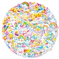 56Pcs colorful rainbow stars and clouds cartoon graffiti stickers for kids DIY crafts - Watercolor Style (T01042977)