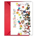 Coffret de cartes de vœux Bonne Année avec illustrations et enveloppe rouge - Style Illustration de Personnages de Dessins Animés(T020401752)