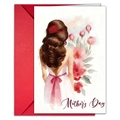 Watercolor Mother's Day card with elegant woman illustration and red envelope - T020401267