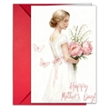 Detail of watercolor Mother's Day card with flower illustration and red envelope - T020401272