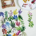 Close-up of vintage watercolor flower PET stickers with elegant retro frames for scrapbooking - Watercolor Floral Botanical Style (T01042900)