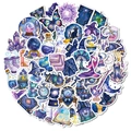 Lot de 56 autocollants magiques aquarelle avec boules de cristal, chapeaux de sorcière et chat - Style Magie Fantastique (T01042980)
