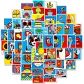 Set mit 56 Pop-Art-Aufklebern mit Tieren, Essen und Retro-Icons in hoher Farbsättigung - Pop Art Mehrere Muster (T01042982)