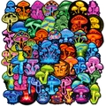 Set aus 56 Neon-Pilz-Graffiti-Aufklebern für Laptops und Wasserflaschen in bunten Farben - Neon Pilz Stil (T01043011)