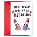Funny lipstick illustration greeting card with red envelope for best friends gift - Best-Lipstick Style (T020401699)