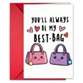 Funny 'Best-Bag' greeting card with cute hand-drawn bags and a bright red envelope - Best-Bag Style (T020401700)