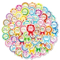 Colorful Happy Birthday badge stickers featuring rainbow and cake designs on white background - Cartoon Rosette Ribbon Stickers Set (T01042933)