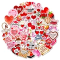 56 Valentinstag-Sticker Set mit roten Herzen und Rosenmotiven auf weißem Hintergrund - Valentinstag-Cartoon-Stil (T01042968)