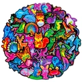 56 autocollants néon d'animaux aux motifs de dessins animés vibrants sur fond blanc - Style Animal Néon (T01043034)
