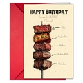 Funny birthday card with steak illustration and red envelope for unique gift giving - Steak Illustration Style B (T020401765)