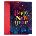 Juego de tarjetas de felicitación de Año Nuevo con sobre rojo y tema de Londres - Estilo de Silueta de Lugares Emblemáticos de la Ciudad (T020401748)