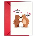 Schattige beren Valentijnsdag wenskaart met een luxe rode envelop set voor koppels - Beer Stijl