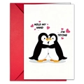 Schattige pinguïn knuffel Valentijnskaart met rode envelop set voor een romantisch cadeau - Pinguïn-stijl