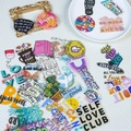 50 Stück wasserfeste PET Aufkleber mit inspirierenden Sprüchen und floralen Kunstmotiven - Inspirierendes Text Illustration Set (T01042932)