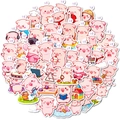 Set of 50 cute pink pig graffiti stickers featuring various cartoon character scenarios - Pink Cartoon Pig Style (T01042939)