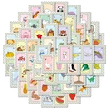 Set of 56 cute cartoon stamp stickers with animals and food for journals and crafts - Cartoon Stamp Style Stickers (T01042810)