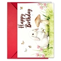 Set di biglietti di auguri con illustrazione di coniglio e busta rossa vivace - Stile Coniglio Della Foresta (T020401725)