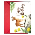 Set biglietto d'auguri con illustrazione di cervo e busta rossa coordinata - Stile Cervo Maculato (T020401726)