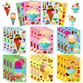Creative DIY ice cream food stickers set for kids with colorful dessert puzzle designs - Ice Cream Style
