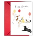 Greeting card with hand-drawn dogs and red envelope for birthday gift messages - Various Dog Breeds Style (T020401704)