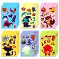 Set of 6 Halloween DIY face-changing stickers with vampire and ghost cartoon designs - Halloween DIY Face Puzzle Set (T01042060)