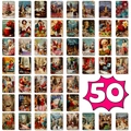Collection of 50 vintage Christmas illustration postcards with festive holiday greetings - Vintage Art Christmas Card Set (T01042778)