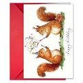 Biglietto di compleanno con scoiattoli e busta rossa per messaggi di auguri - Stile Due Scoiattoli Celebrazione (T020401709)