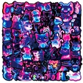 Neon Cyberpunk Katzenaufkleber Set mit pinken und blauen Cartoon Graffiti Motiven - Neon Katzen Stil (T01042741)