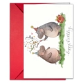 Biglietto di auguri divertente con ippopotami e vivace busta rossa inclusa - Stile Due Ippopotami Festa di Compleanno (T020401710)