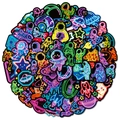 Neon astronaut space stickers pack with waterproof colorful UFO and rocket designs - Neon Astronaut Theme (T01042742)