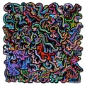 56 Stück Neon-Dinosaurier-Sticker mit wasserfester Oberfläche und bunten Graffiti-Designs - Neon Dinosaurier Stil 2 (T01042732)