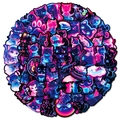 Set of 56 neon cat graffiti stickers with waterproof cyberpunk pink and blue designs - Neon Cat Style (T01042741)