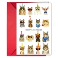 Divertente biglietto d'auguri con gatti ad acquerello e busta rossa coordinata - Stile Illustrazione Creativa di Gatto ad Acquerello (T020401715)