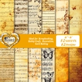 Set of 12 vintage 6x6 inch scrapbooking papers with music notes and floral motifs - Vintage Music Score Style (T01042839)