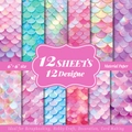 12-pack iridescent mermaid scale patterned 6x6 inch craft paper for DIY scrapbooking - Fish Scale Texture (T01042835)