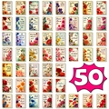 50er Set florale Inspirationskarten mit Vintage-Aquarellmotiven und motivierenden Zitaten - Blumen Motivationskarten (T01042825)