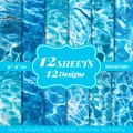 Set of 12 blue water ripple scrapbook paper sheets 6x6 inches for DIY art and crafts - Water Ripple Style (T01042837)