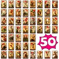 50er-Set Weihnachts-Postkarten mit handgezeichneten Tieren und festlichen Grüßen - 50 Nicht wiederholende Designs (T01042822)