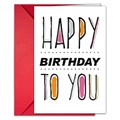 Neon style Happy Birthday card set with a vibrant red envelope and artistic lettering - White Hand Drawn Graffiti Birthday Card (T020402114)