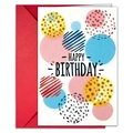 Neon style Happy Birthday card with colorful dots and a premium red envelope set - White Overlapping Artistic Dots Card (T020402115)
