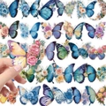 56 Blumen- und Schmetterlingsaufkleber aus PET für Koffer- und Helmdekoration - Schmetterling Blumen Stil (T01042766)